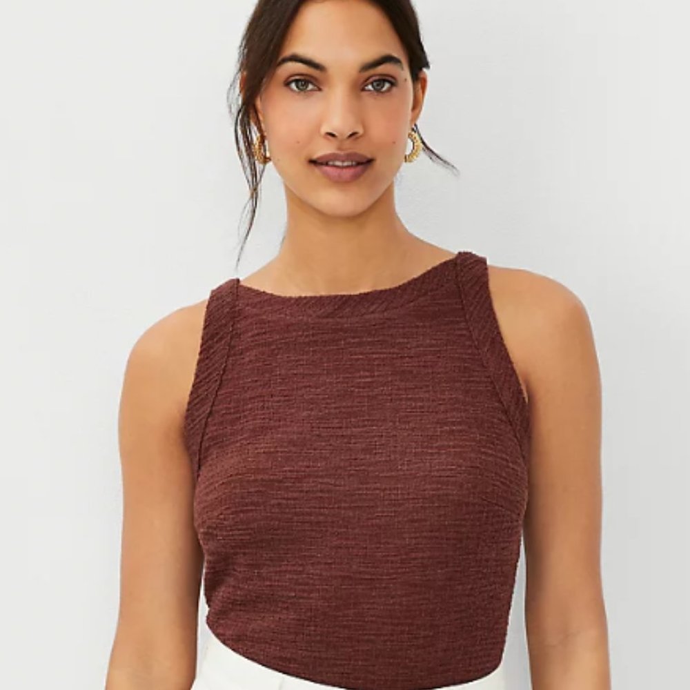 Ann Taylor Tweed Boatneck Tank Top XXL NWT